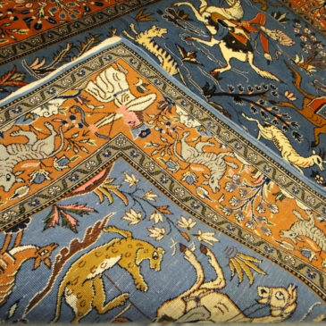 فرش آنتیک ابریشم منحصر به فرد ایرانی / شیراز